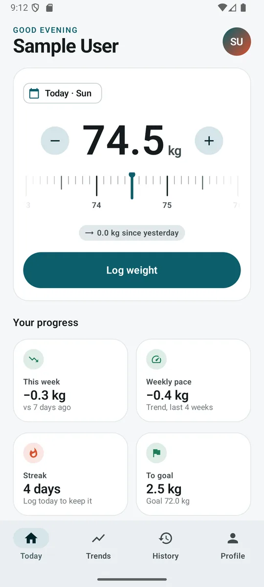 Today: the weight ruler picker and progress stats
